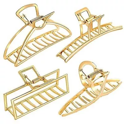 4 Pack Hair Claw Clips For Women Gold Claw Clips Metal Hair Clips Large Claw • $14