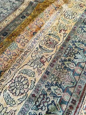 Vintage Persian Design Upholstery Decorator Fabric Neutrals Nature Florals 67x55 • $42.50