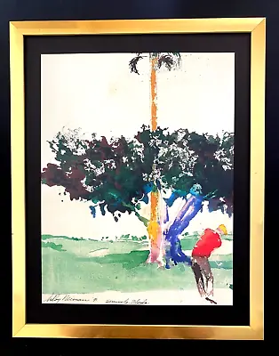 LEROY NEIMAN +  SEMINOLE GOLF + 1991 + SIGNED PRINT FRAMED 14X11 In. • $149