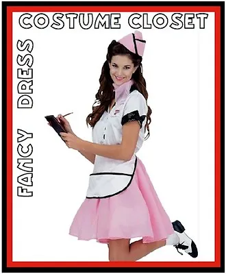 $39.95 • Buy Soda Pop 1950s 50s Uniform Pink Ladies Retro Fancy Dress Costume Grease Outfit