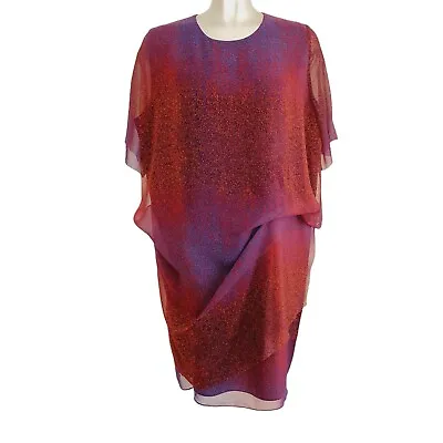 £40 • Buy Acne Studios Mallory Noise Dress Size 38 UK 10 Purple Chiffon Sheer Layer Draped
