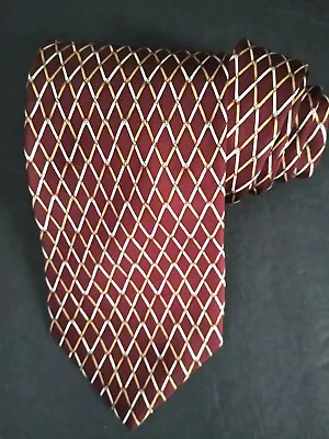 Dunhill London Mens Tie Burgundy Diagonal Pattern 100% Silk Made In Italy  • $25.05