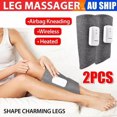 2x Foot Massage Heated Air Compression Leg Massage Calf Circulation Pain Relief • $41.95