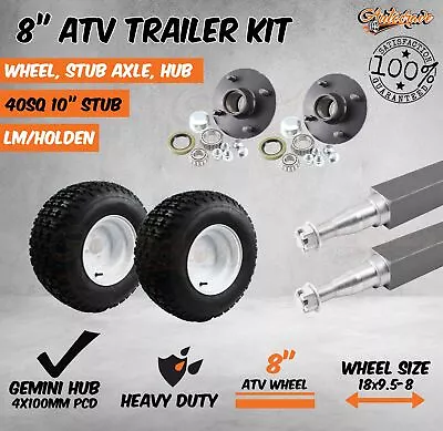 8  Atv Rim & Tyre Hub 40mm Stub Axle Wheel Kit Quad Bike Mower Trailer Farm • $299.95