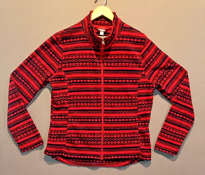 Merona Womens Fleece Jacket Red Black Southwestern Cowgirl Western Size L • $34.99