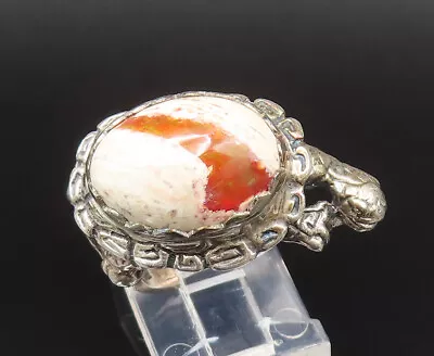 925 Sterling Silver - Vintage Sculpted Fire Opal Turtle Ring Sz 6.5 - RG25637 • $85.17