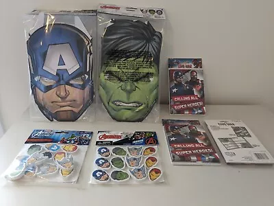 Marvel Avengers Birthday Party Favors Lot Of 7(Masks Invitation Cards Erasers) • $15.99