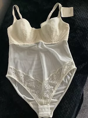 Vintage Charnos 'Filigree' Sexy Body Shaper Ivory 34C New With Tags Wedding • £10.99