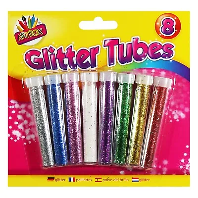 Artbox 8 Tubes Of Kids Children's Multi Colour Craft Glitter Arts & Crafts Xmas • £2.99