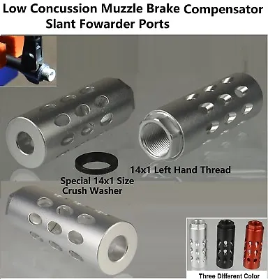 Aluminum Silv Slant Port Low Concussion Muzzle Brake Compensator 14x1 Left Hand • $19.99