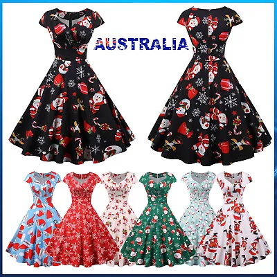 $39.89 • Buy Women Casual Christmas Fancy Swing Skater Dress Party A Line Printed Costume