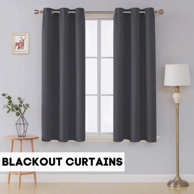 £20.49 • Buy Pair Ready Made Thick Blackout Curtains Thermal Ring Top Eyelet + Free Tie Backs
