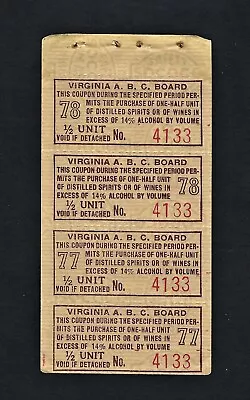 Virginia Liquor Sales Permit State Revenue - Booklet Pane Of Four (4) • $3.99