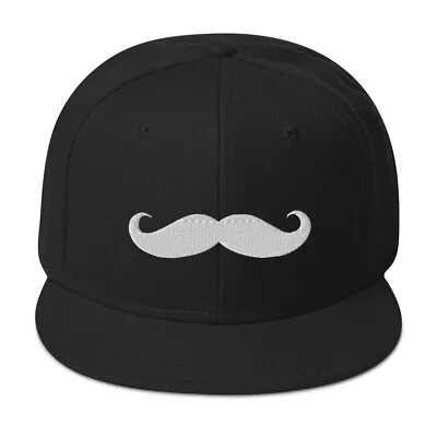 Classic Handlebar Mustache Embroidered Flat Bill Cap Snapback Hat • $34.95