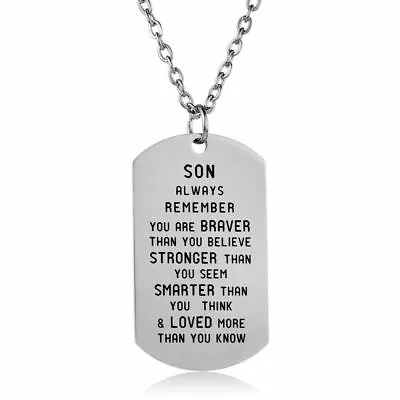 Stainless Steel Son Necklace Mother Mom And Dad Father Loved More Than You Know • $14.98