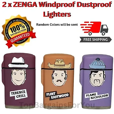 £7.99 • Buy 2 X ZENGA MAXI JET Windproof Lighters Dustproof RUBBER FACES Full Set Refillable