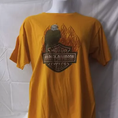 Harley-Davidson Motor Cycles Yellow Eagle Flames Patriotic USA New York Men's XL • $19.99