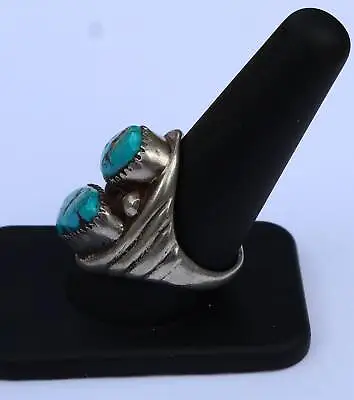 Zuni Size 10 Ring By Vera Luna Men's Sterling Silver & Kingman Turquoise 21 Gram • $139.20