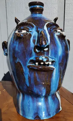 Marvin Bailey Pottery Devil Face Jug Primitive Folk Art Stoneware Glaze Southern • $262.50