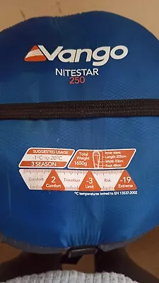 Vango Nitestar 250 Mummy Sleeping Bag 3 Season. • £10