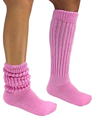 Pink Long Sexy Slouch Knee Socks Scrunchie Women's Mens Hooters Heavy Warm • $10.77