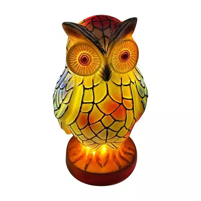 Vintage Glass Owl Lamp | Hand-Painted Night Light Home Decor • $21.37
