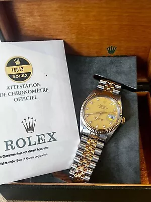 Rolex Datejust 36MM Champagne Men's Diamond Dial- 16233 Repinned & Serviced • £6000