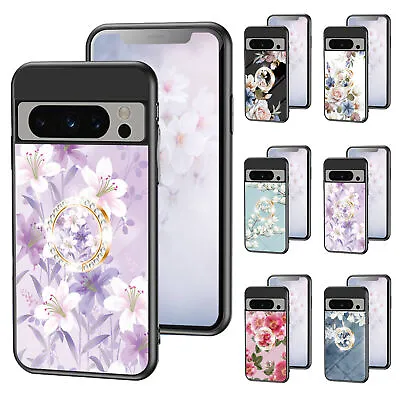 For Google Pixel 6/7a/8 Pro/5a  Slim Flower Pattern Ring Holder Case Cover • $6.54