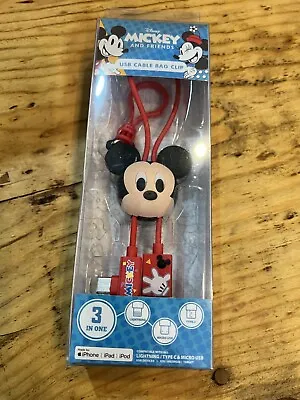 Disney Mickey Mouse 3D Foam USB Cable Bag Clip • $14.99