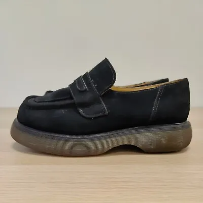 Dr Martens Vintage 8493 Black Suede Chunky Platform Loafers Shoes England Uk 9 • £119.98