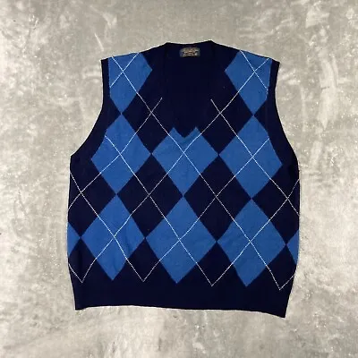 Brooks Brothers Argyle Sweater Vest Mens 100% Lambswool XL Blue Preppy • $23.75