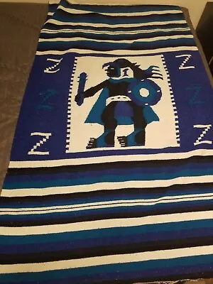 $74.99 • Buy Mexican Warrior Zapotec Oaxacan Rug Blanket Heavy  Woven Wool Blend