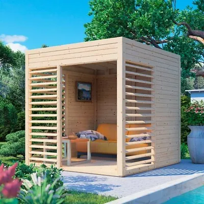 Rowlinson Garden Lounge 1 Wooden Summer House Log Cabin Gazebo Studio Natural • £1583.53