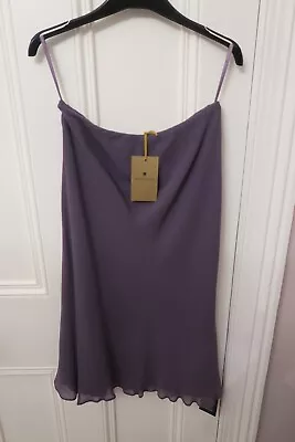 Silk Knee Length Skirt - Mauve/purple With Integrated Petticoat Size 12 NWT • £15