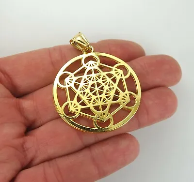 Large Metatron's Cube Pendant For Necklace Gold Plated Zinc Alloy 40mm 1.575  • $12.99