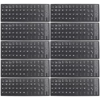  10 Pcs Multi-language Stickers White Notebook Black Keyboard Laptop • £8.99