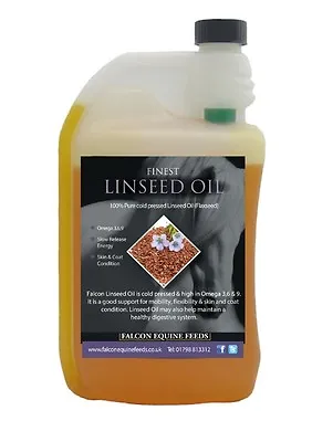 Cold Pressed Flax Linseed Oil Supplement 1 Litre - Horses Livestock Furniture • £12.34