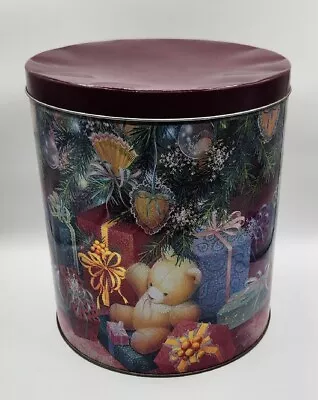 Vintage 1992 HALLMARK CHRISTMAS GIFT BEAR Popcorn Tin • $19.95