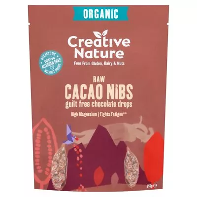 Creative Nature Organic Peruvian Fairtrade Raw Cacao Nibs 250g-10 Pack • £50.72
