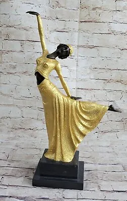 Art Deco/Art Nouveau Bronze Marble Sculpture Signed D H Chiparus Figurine Figure • £288.17