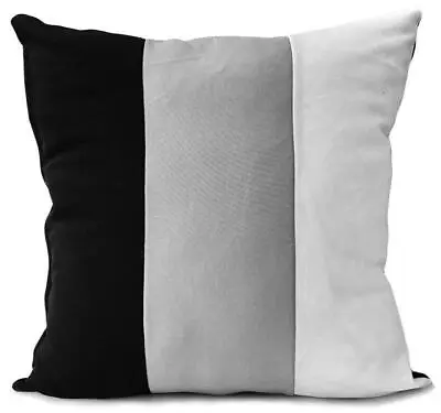 £19.99 • Buy Cushions Set Of 4 Three Tone Striped Cushion Covers White Black Grey 17 X17 