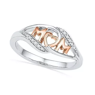 MOM Ring Mothers Day Gift Jewelry Daughter Heart Silver Rose Gold Tone US Size 6 • $9.98