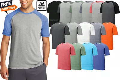 Mens Tri Blend Wicking Raglan Soft Moisture Wicking Tee Dri Fit T-Shirt XS-4XL • $18.99