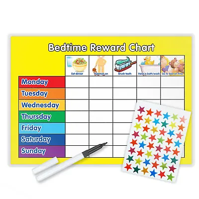 Bedtime Routine Reward Chart Magnetic Available With Free Pen & Star Stickers Y • £3.85