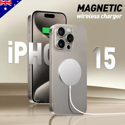 $14.99 • Buy 15W Qi Magnetic Fast Wireless Charger Pad For IPhone 15 14 13 12 Pro Max Magsafe