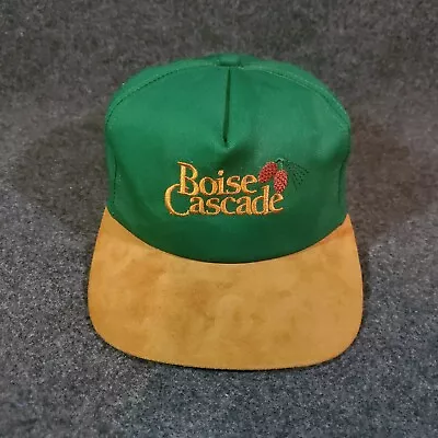 Vintage Boise Cascade Snapback Hat Cap Green Beige Suede Brim Lumber K-Products • $12.99