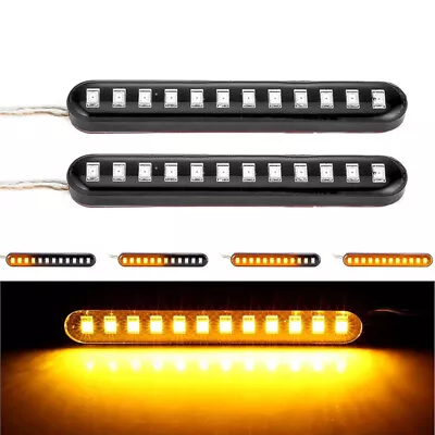 2Pcs Car Motorcycle Mini Strips Turn Signal Light Slim 12 LED Sequential Flowing • $8.99