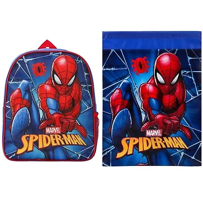 Spiderman Boys Kids Backpack Childrens Character School Rucksack Drawstring Bag • £4.99