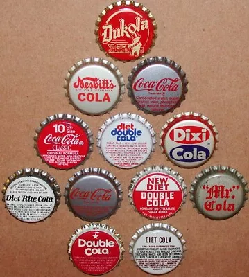 Vintage Soda Pop Bottle Caps COLA FLAVORS Lot Of 12 Different New Old Stock • $10.19