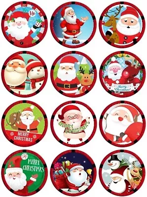 24 Christmas Santa Fairy Cup Cake Toppers Edible Party Decorations • £2.38